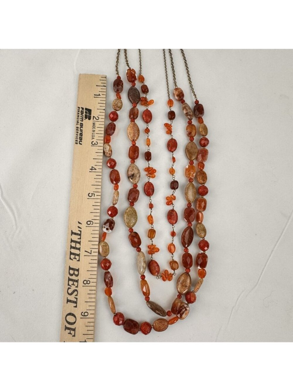 Vintage Coldwater Creek Multi-Strand Beaded Necklace 27-Inch Orange Brown Earthy - Picture 10 of 10